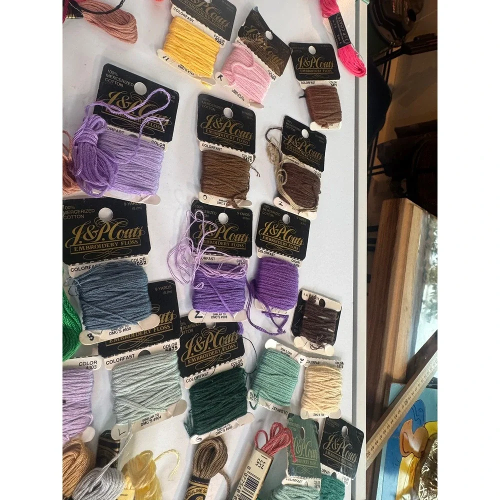 Huge Vintage Cross Stitch Embroidery Floss Lot‎ DMC J P Coats 90 Pieces Mixed